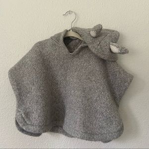 Light Grey Bunny Ears Poncho